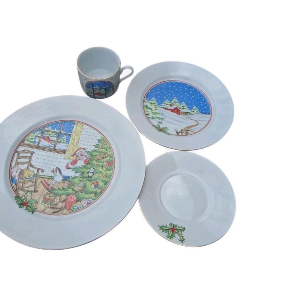 Joy of Christmas Porcelain Dinnerware Serving Set‎ Service for 4